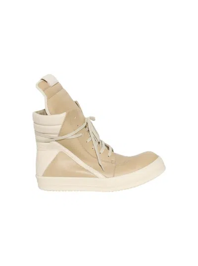 Rick Owens Hollywood Geobasket High Top Sneakers Parchment And Milk In Neutrals