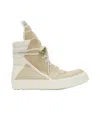 Rick Owens Hollywood Geobasket High Top Sneakers Parchment And Milk In Parchment Color/milk Color/milk Color