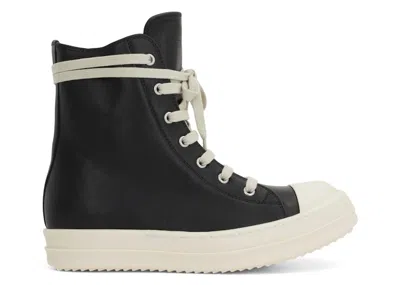 Pre-owned Rick Owens Hollywood High Leather (women's) Sneakers In Black/milk In Multi