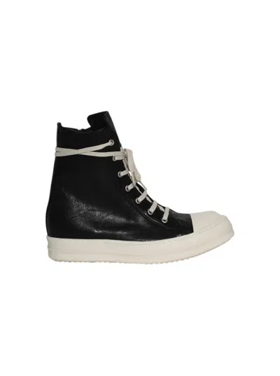 RICK OWENS RICK OWENS HOLLYWOOD HIGH TOP SNEAKERS BLACK AND MILK