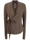 Rick Owens Hollywood Viscose Blend Cardigan In Braun