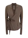 Rick Owens Hollywood Viscose Blend Cardigan In Fawn