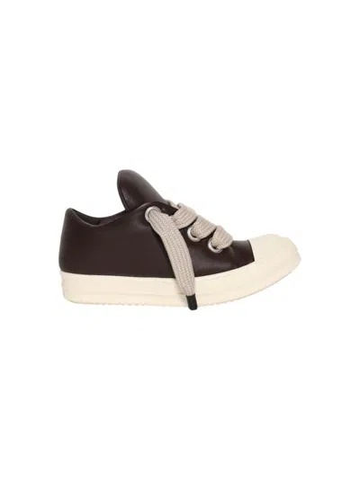 Rick Owens Hollywood Jumbolace Low Sneakers Mahogany And Milk In Brown