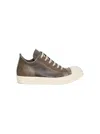 Rick Owens Hollywood Leather Low Sneakers Dust And Milk In Green