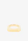 Rick Owens Hollywood Signet Geometric Metallic Polished Ring In Gold