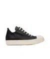 Rick Owens Low-top Round Toe Sneakers With Contrast Sole In Black/milk/milk
