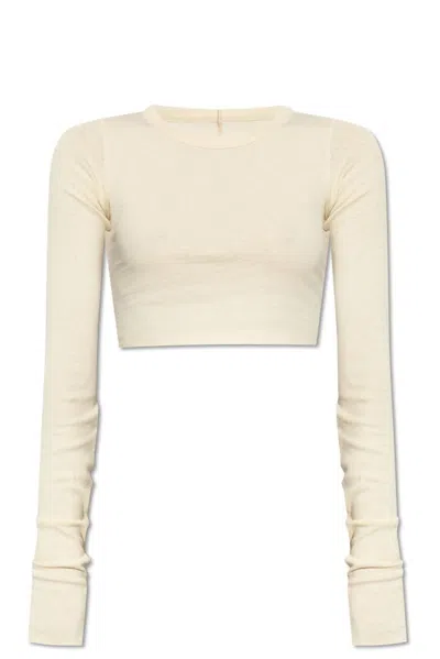 Rick Owens Hollywood Ls Crop T In Beige