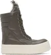 Rick Owens Hollywood Mega Geobasket High Top Sneakers Dust And Milk In Black