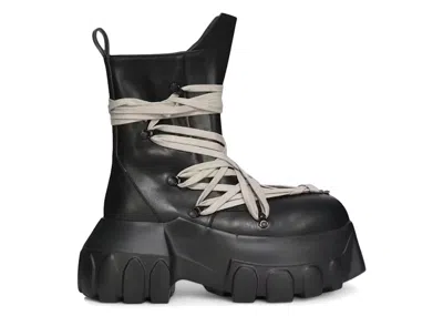 Pre-owned Rick Owens Hollywood Megalace Mega Tractor Boot (women's) Sneakers In Black
