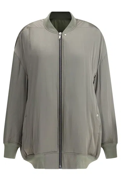 Rick Owens Oversized Peter Bomber Jacket With Smooth Finish In Green