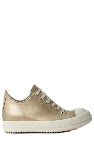 Rick Owens Lace-up Low-top Sneakers In Gold