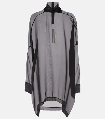 Rick Owens Hollywood Sheer Silk Chiffon Top In Black