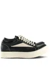 Rick Owens Women Black Low Top Sneakers With Contrasting Stitching In Leather Woman In Black