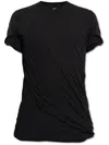 Rick Owens Double Ss Cotton T-shirt Draped Effect In Black