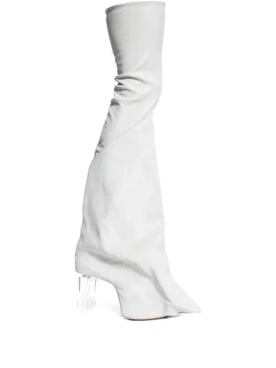 Rick Owens Hollywood Taco Kiss Boots In White