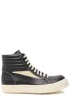 Rick Owens Hollywood Vintage Panelled Leather Hi-top Sneakers In Black