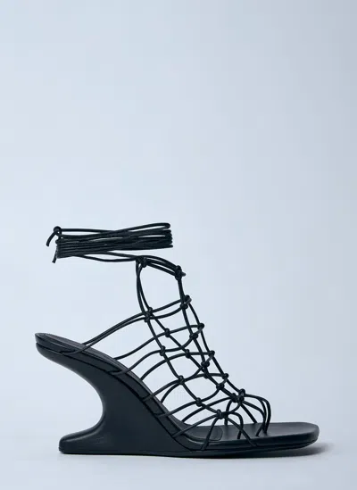 Rick Owens Black Hollywood Web Cantilever 8 Heeled Sandals