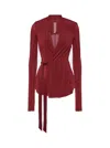 Rick Owens Hollywood Cupro-blend Wrap Jacket In Red