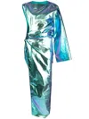 Rick Owens Holographic Asymmetric Gown In Multicolour