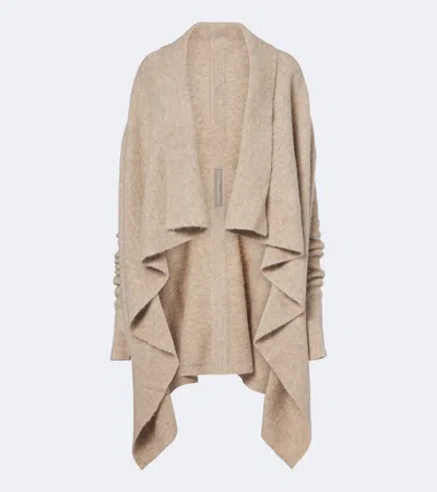 Rick Owens Hooded Alpaca And Wool-blend Cardigan In Neutral