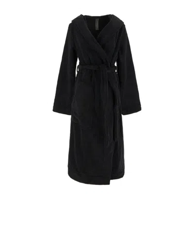 Rick Owens Hooded Bathrobe In Black