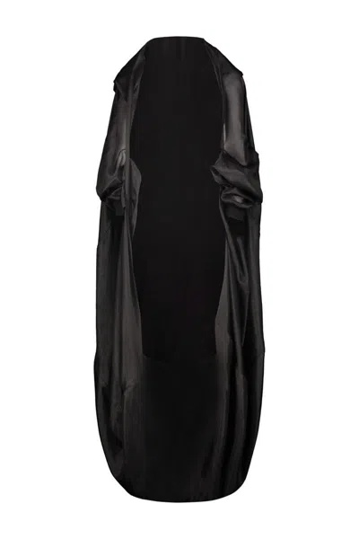 Rick Owens Hooded Bubble Coat Clothing In Black