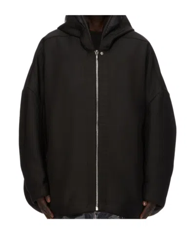 Rick Owens Hooded Casual Jacket In Black