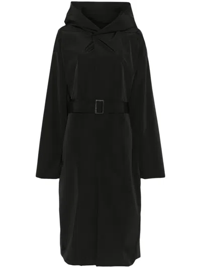 Rick Owens Hooded Coat In Black