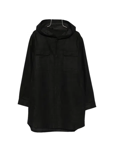 Rick Owens Hooded Coat In Black