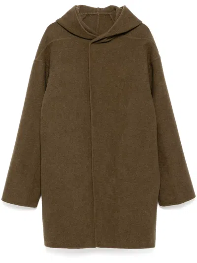 Rick Owens Hooded Coat In Braun
