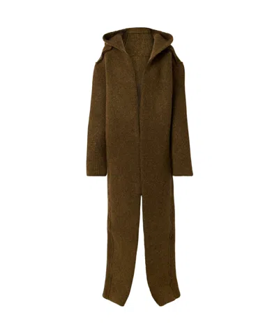 Rick Owens Hooded Coat In Brown