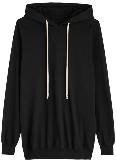 Rick Owens Hooded Sweatshirt Print Oversized Ribbed Cuffs In Black