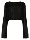 Rick Owens Black Hollywood Cropped Hooded Tunic Top