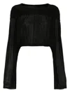 Rick Owens Black Hollywood Cropped Hooded Tunic Top In Black