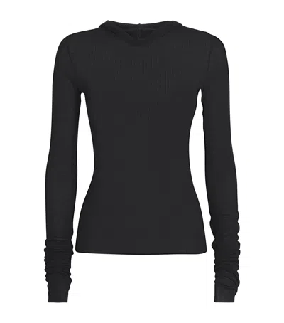 Rick Owens Hooded Crop Top In Black