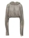 Rick Owens Hooded Cropped Top In Gray