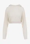 Rick Owens White Wool Cropped Hooded Pullover In White