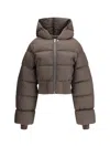 Rick Owens Hooded Down Jacket In Brown
