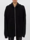 Rick Owens Hooded Knit Sweater Featuring Ribbed Finish In Black