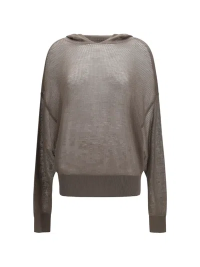 Rick Owens Hooded Knitwear In Brown