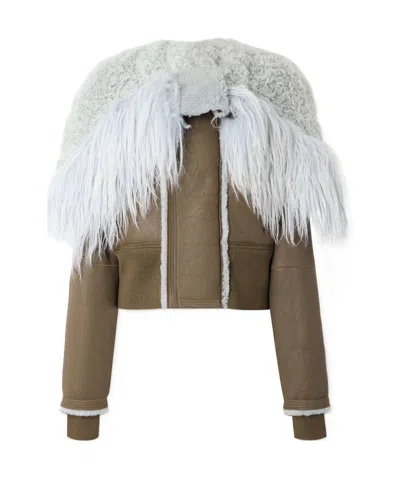 Rick Owens Hooded Leather Jacket In Brown