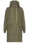 Rick Owens Hooded Long Parka In Olive Drab