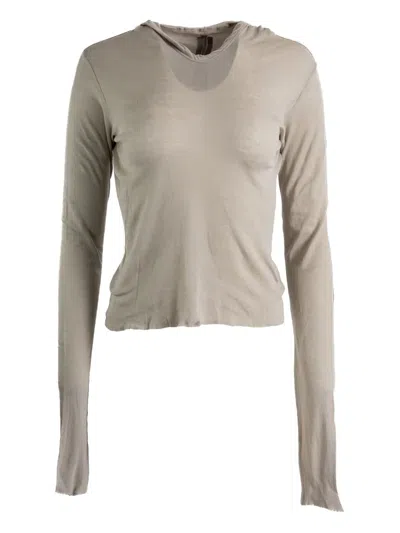 Rick Owens Hooded Long-sleeve Top In Neutral