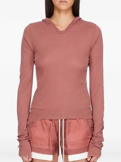 Rick Owens Hooded Long-sleeve Top In Pink