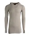 Rick Owens Hooded Long Sleeved T-shirt In Gray