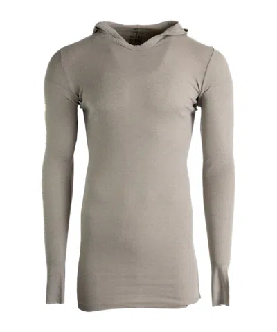 Rick Owens Hooded Long Sleeved T-shirt In Gray