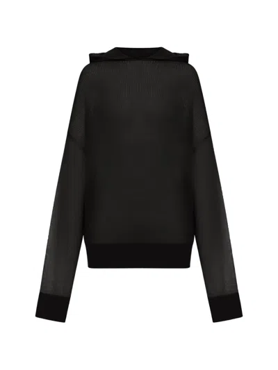 Rick Owens Hooded Long-sleeve Sweater In Black