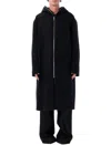 Rick Owens Dracucollar Fold-neck Zip-front Leather Coat In Black