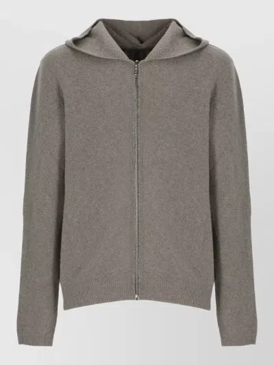 Rick Owens Hooded Mens Sweatshirt Elasticated Edge Hem In Gray