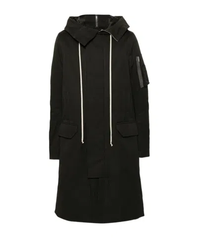 Rick Owens Black Windbreaker Hoodie In Green